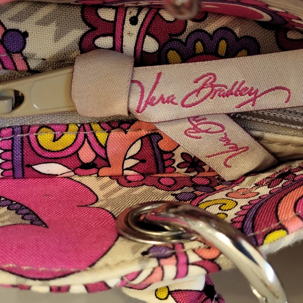 Vera Bradley Retired 2007 Paisley Meets Plaid Pink/Gray Satchel Shoulder Strap